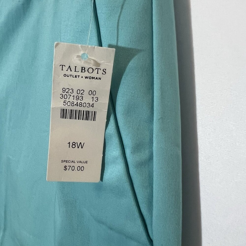 Talbots Women The Perfect Crop Cotton Pant Plus Size 18W High Rise Green Stretch - Picture 9 of 12